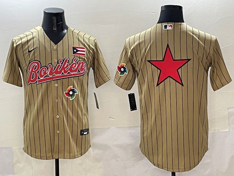 Men Puerto Rico Blank Brown Stripe Joint Name 2025 Nike MLB Jersey style 8->more jerseys->MLB Jersey